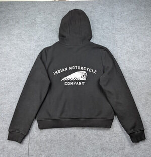 Indian Motorcycle Hoodie Womens XL Black Full Zip Sweatshirt Moto Bike Graphic